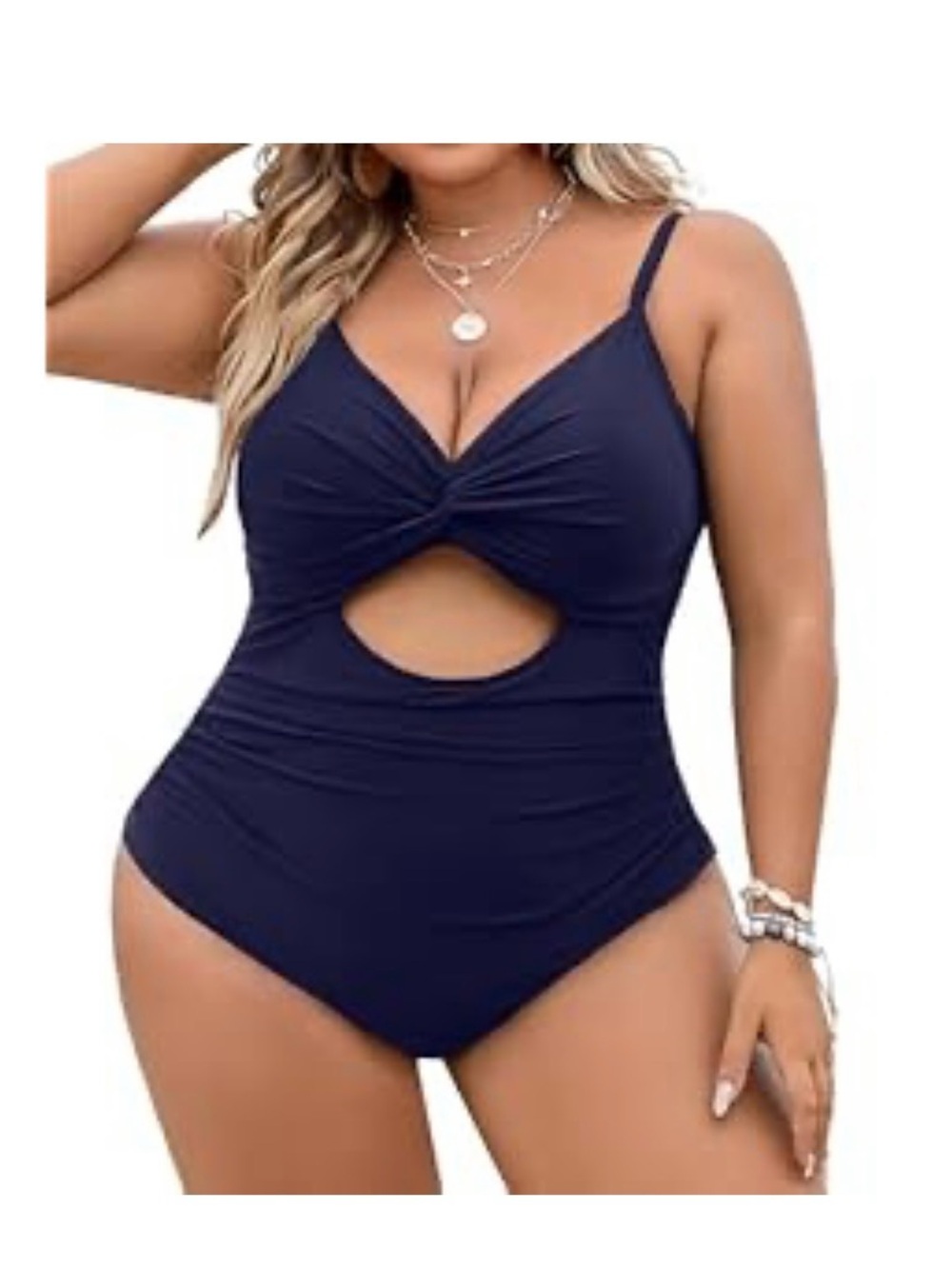 Navy Cutout One-Piece Swimsuit